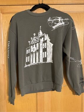 Disneyland haunted mansion  Olive Green Graphic Crewneck Sweatshirt